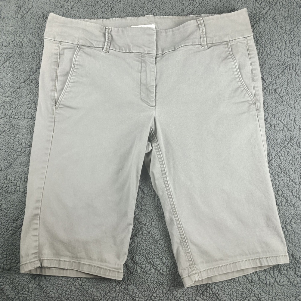 Loft Women's Size 6 Gray Green Chino Bermuda Shorts Stretch Cotton Twill Khakis